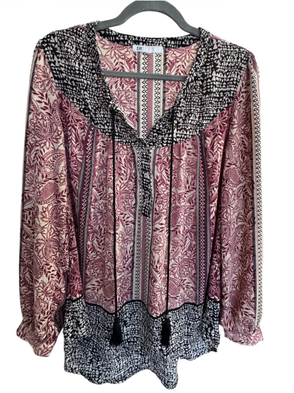 Boho Tunic Sz L 
DR2 Red and Black Printed